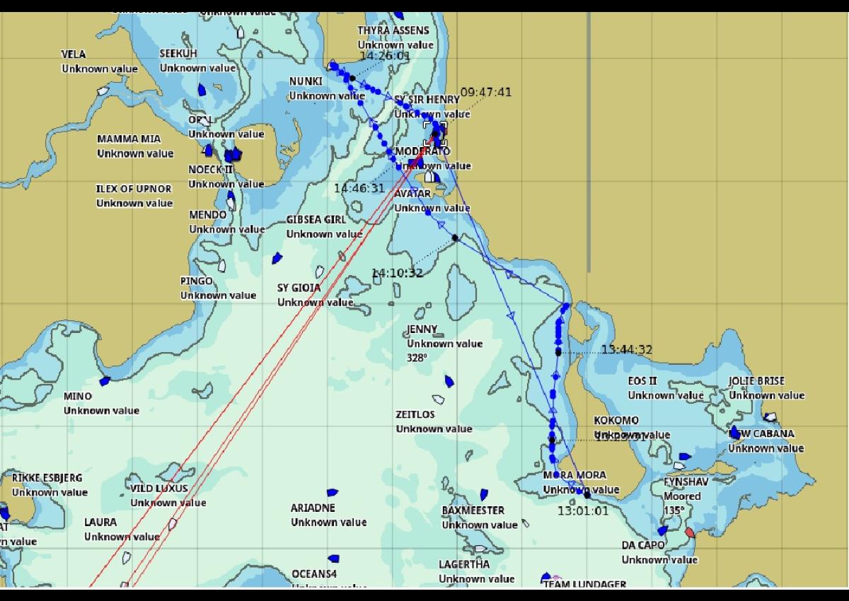 Fiskebåd m garn i skruen